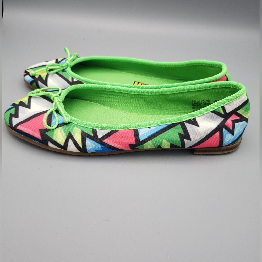 Loudmouth Youth Size 4M Flats Shoes Bella Golf Ballet Green Psychedelic